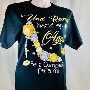 New Black cotton T-shirt sentimental “Feliz Cumpleanos para mi”, for  women LG
